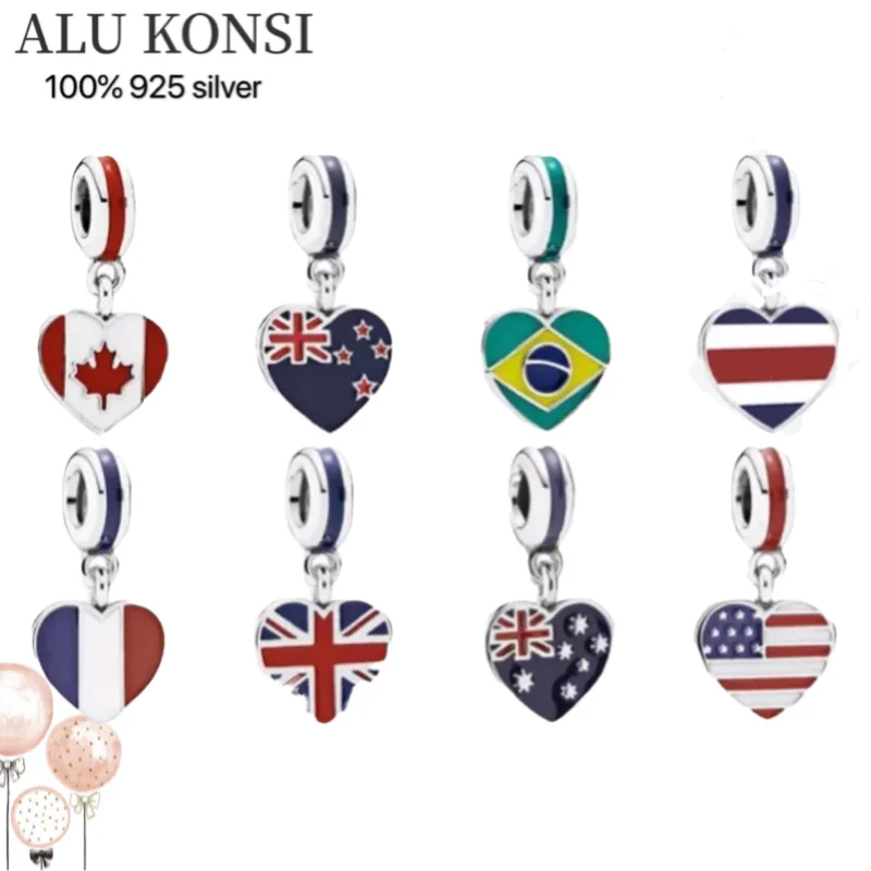925 Sterling Silver Love Heart Original Germany Russia Italy Australia Flag Beads For Fashion DIY Women Jewelry
925 Sterling Silver Love Heart Original Germany Russia Italy Australia Flag Beads For Fashion DIY Women Jewelry