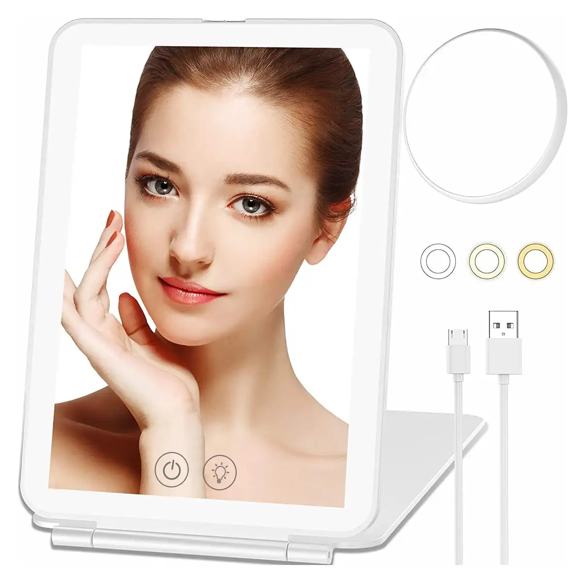 Touch Screen Makeup Mirror,10X Magnifying 56LED Lights,USB Rechargeable Cosmetic Mirror Portable Make Up Mirrors with 3 Color Li
Touch Screen Makeup Mirror,10X Magnifying 56LED Lights,USB Rechargeable Cosmetic Mirror Portable Make Up Mirrors with 3 Color Li