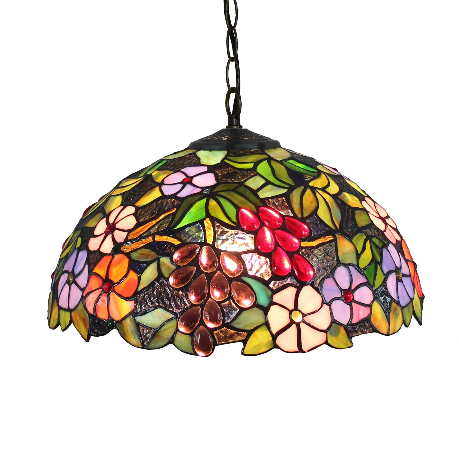 16 Inches European classic retro Stained glass Style Stained glass Grape Flower countryside Creativity Pendant Light Handmade
16 Inches European classic retro Stained glass Style Stained glass Grape Flower countryside Creativity Pendant Light Handmade