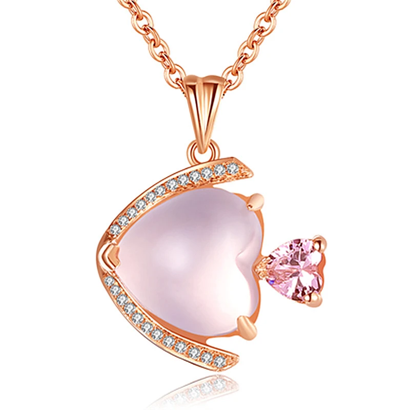 Top Quality RoseGold Color Women Necklace Cute Hibiscus Stone Fish Pendant Necklaces For Women Anniversary Party Jewelry Gifts
Top Quality RoseGold Color Women Necklace Cute Hibiscus Stone Fish Pendant Necklaces For Women Anniversary Party Jewelry Gifts