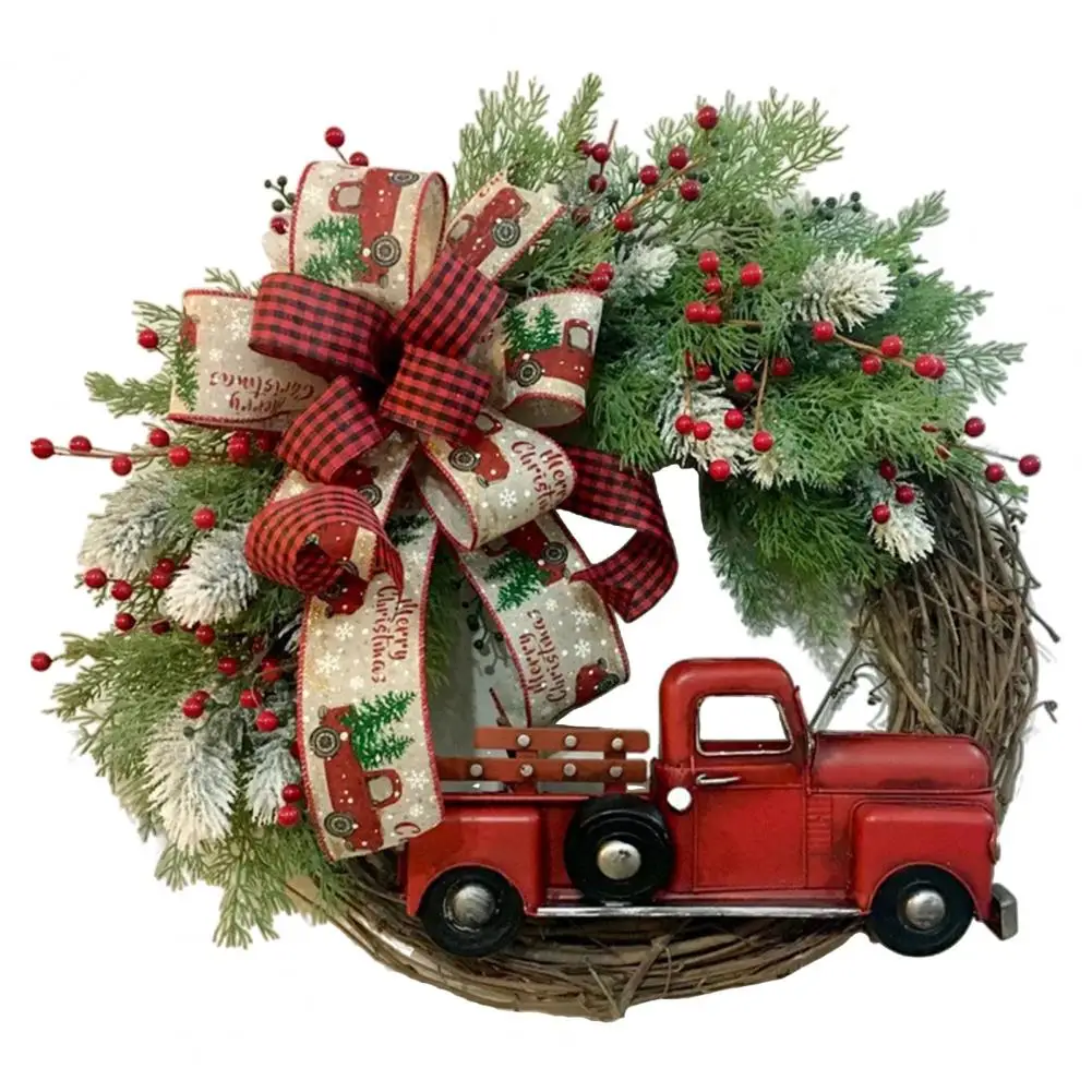 Front Door Wreath Decoration Festive Truck Christmas Wreath Reusable Indoor Outdoor Holiday Decoration with Bowknot Berry Rattan
Front Door Wreath Decoration Festive Truck Christmas Wreath Reusable Indoor Outdoor Holiday Decoration with Bowknot Berry Rattan