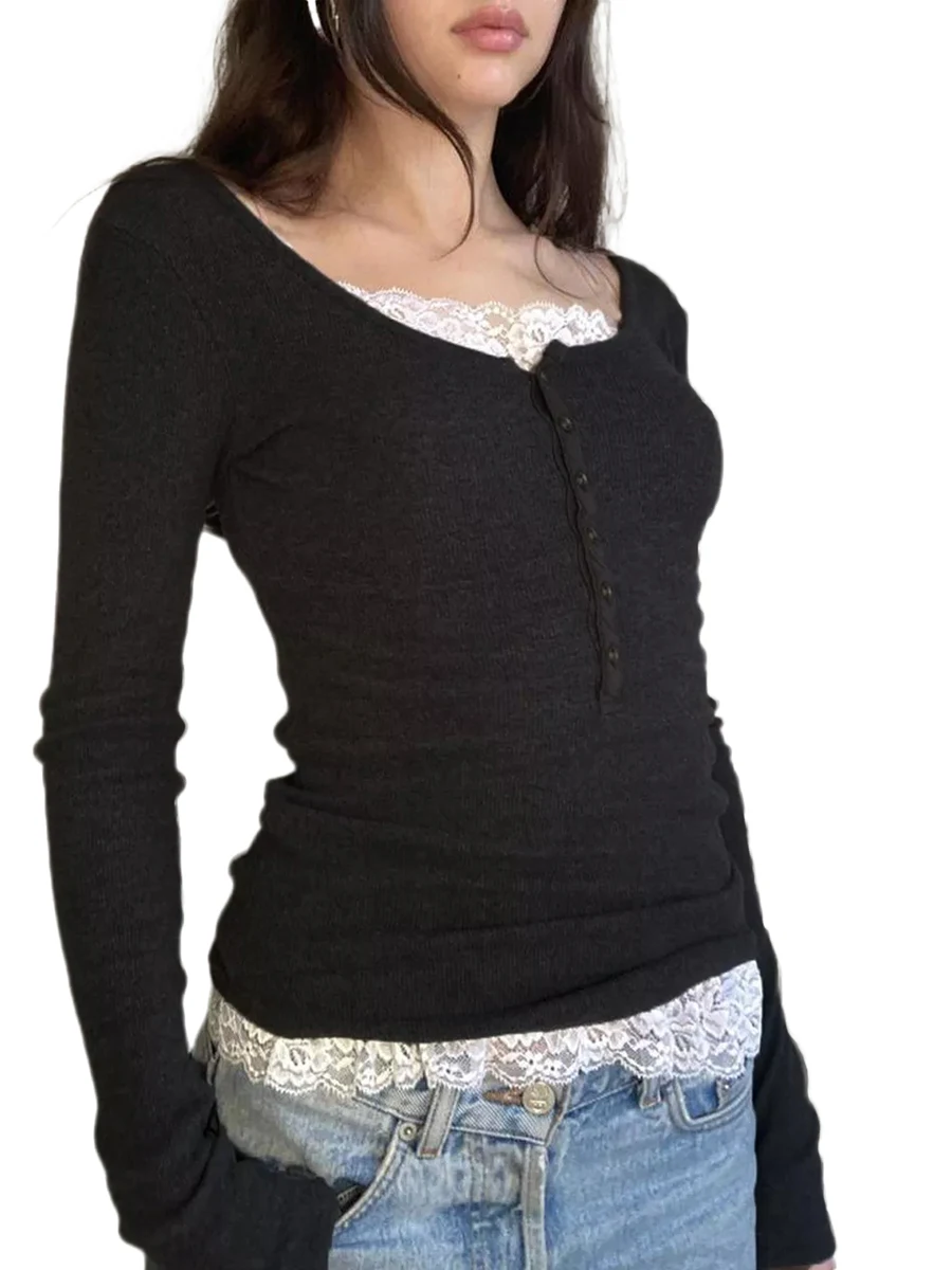 Women s Casual Lace Patchwork Slim Fit Long Sleeve Pullover Shirt for Club Streetwear with Stylish Design
Women s Casual Lace Patchwork Slim Fit Long Sleeve Pullover Shirt for Club Streetwear with Stylish Design