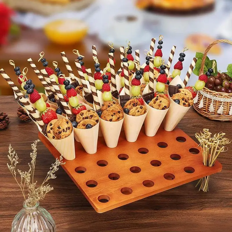 36 Holes Ice Cream Cone Holder Portable Wood Display Stand Holder Decoration Party Shelf For Wedding Party Dining Bar Supplies
36 Holes Ice Cream Cone Holder Portable Wood Display Stand Holder Decoration Party Shelf For Wedding Party Dining Bar Supplies