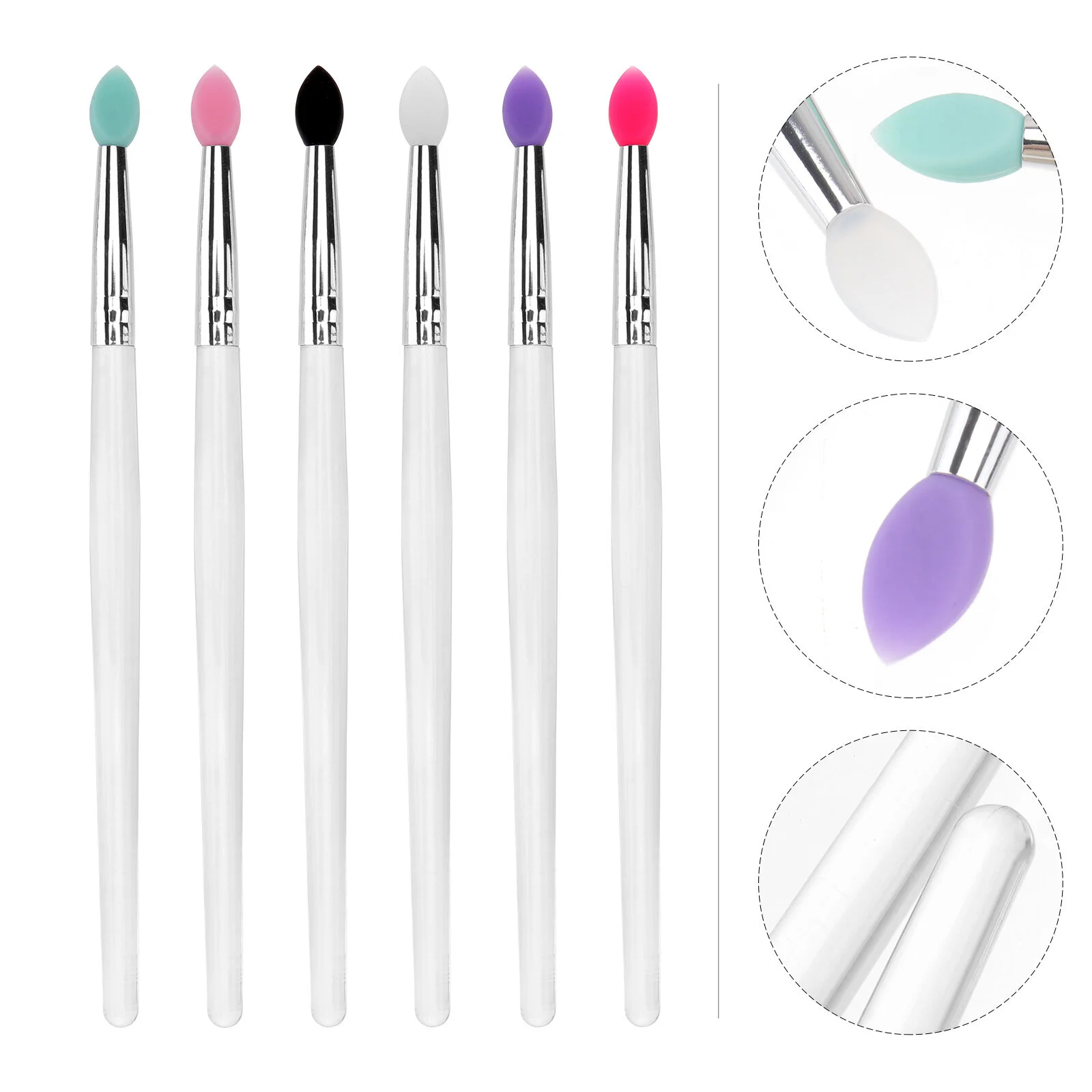 

6 PCS Eye Shadow Brush Make-up Set Eyeshadow Makeup Applicator Kit Silica Gel Application Tool Lip Brushes Disposable