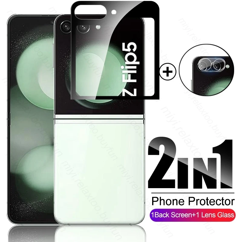 

2To1 Full Tempered Glass Back Screen Protector For Samsung Galaxy Z Flip5 5G Camera Protective Glass Samsungs Flip 5 ZFlip5 Z5