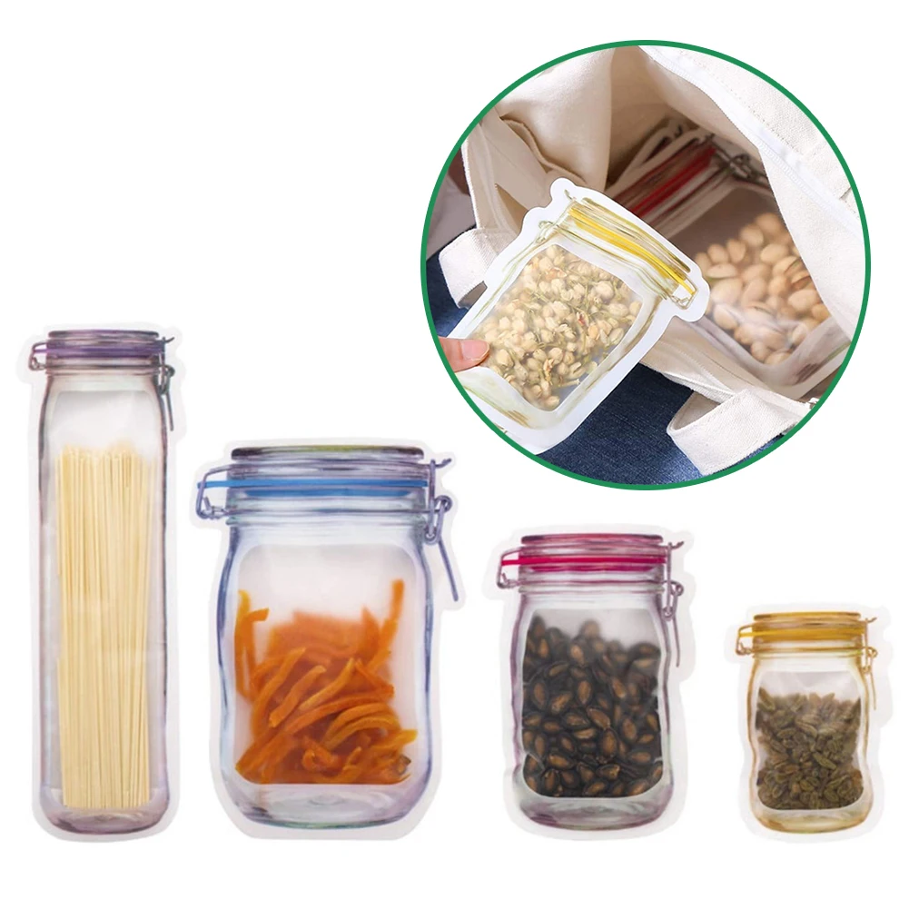 Reusable Mason Jar Bottles Bags Nuts Candy Cookies Bag Waterproof Seal Fresh Food Storage Bag Snacks Sandwich Zip Lock Bags
Reusable Mason Jar Bottles Bags Nuts Candy Cookies Bag Waterproof Seal Fresh Food Storage Bag Snacks Sandwich Zip Lock Bags