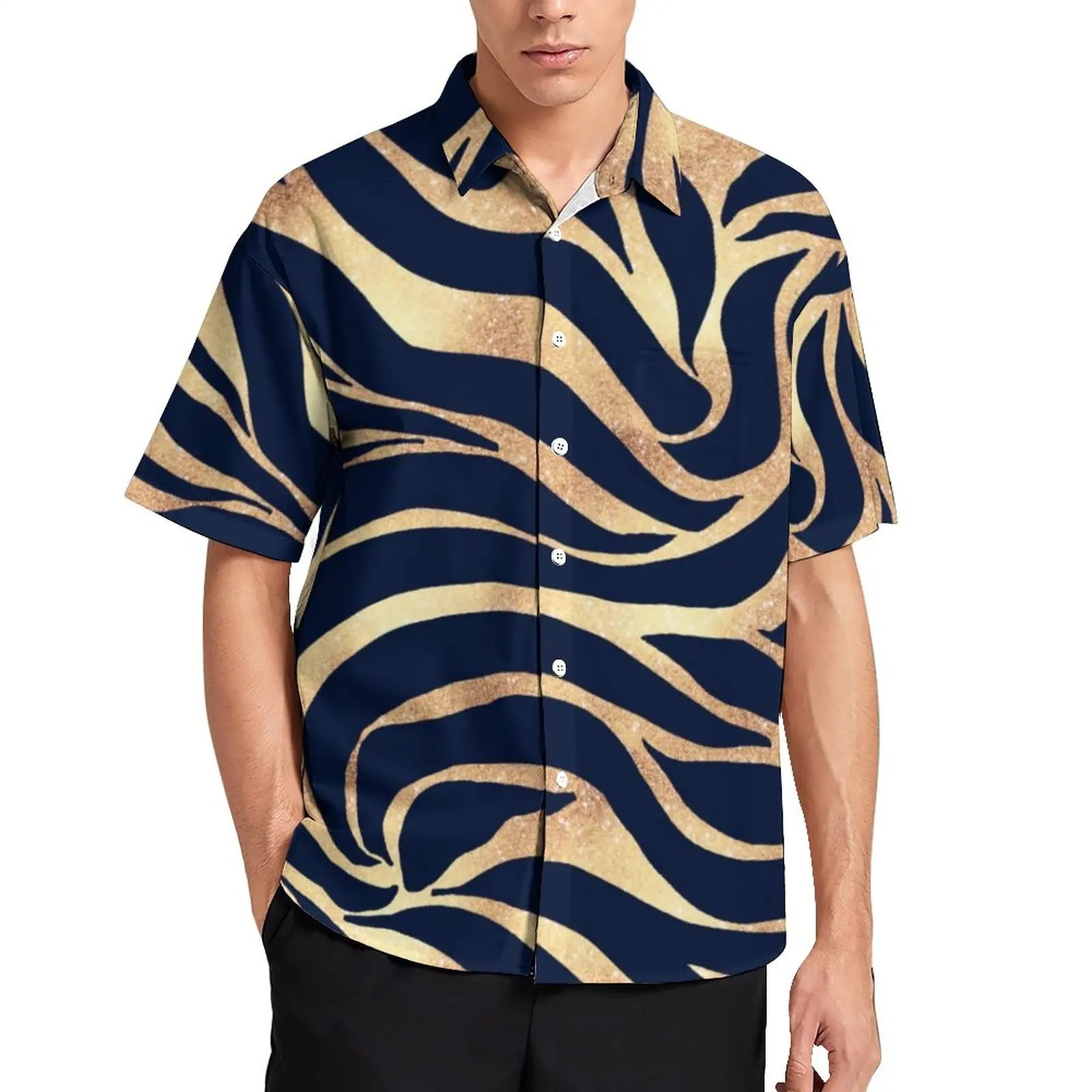 Blue Gold Zebra Beach Shirt Animal Print Hawaiian Casual Shirts Man Y2K Blouses Short-Sleeve Design Clothes Plus Size
Blue Gold Zebra Beach Shirt Animal Print Hawaiian Casual Shirts Man Y2K Blouses Short-Sleeve Design Clothes Plus Size