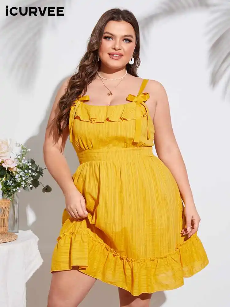 ICURVEE Plus Size Summer Bohemian Dress 2022 Women Sexy Straps Casual Solid Ruffled Party Beach Robe Female Bowknot Mini Vestido
ICURVEE Plus Size Summer Bohemian Dress 2022 Women Sexy Straps Casual Solid Ruffled Party Beach Robe Female Bowknot Mini Vestido