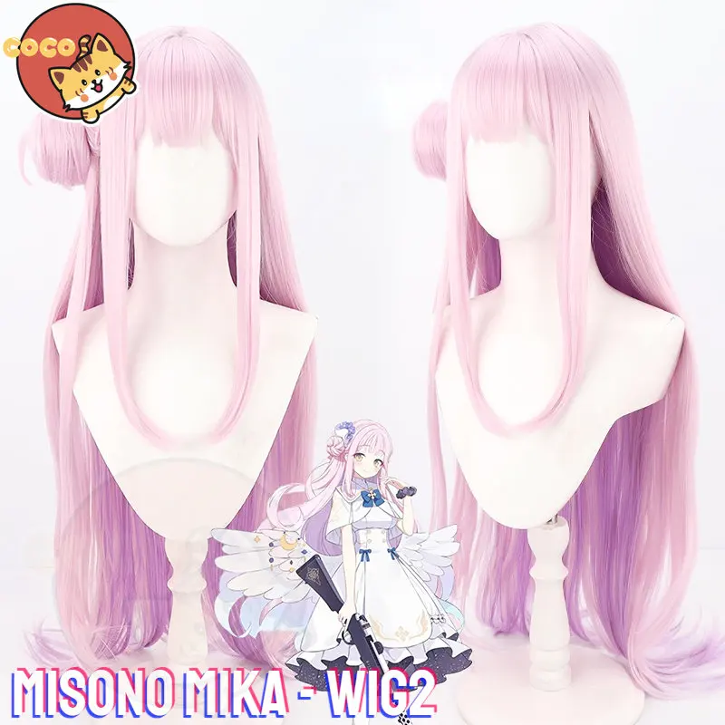 

Кокосовая игра синий архив Misono Mika брикет искусственный парик косплей розовый Unsex 85 см длинные волосы имитация кожи головы