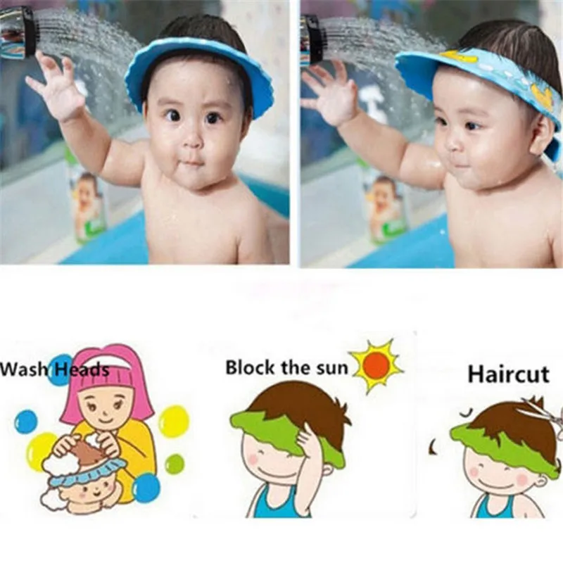 

Baby Shampoo Cap Kids Shower Cap Bath Shower Hat Bathing Visor Wash Hair Shield Hat Newborns Bebes Children's Protect Eyes Hair