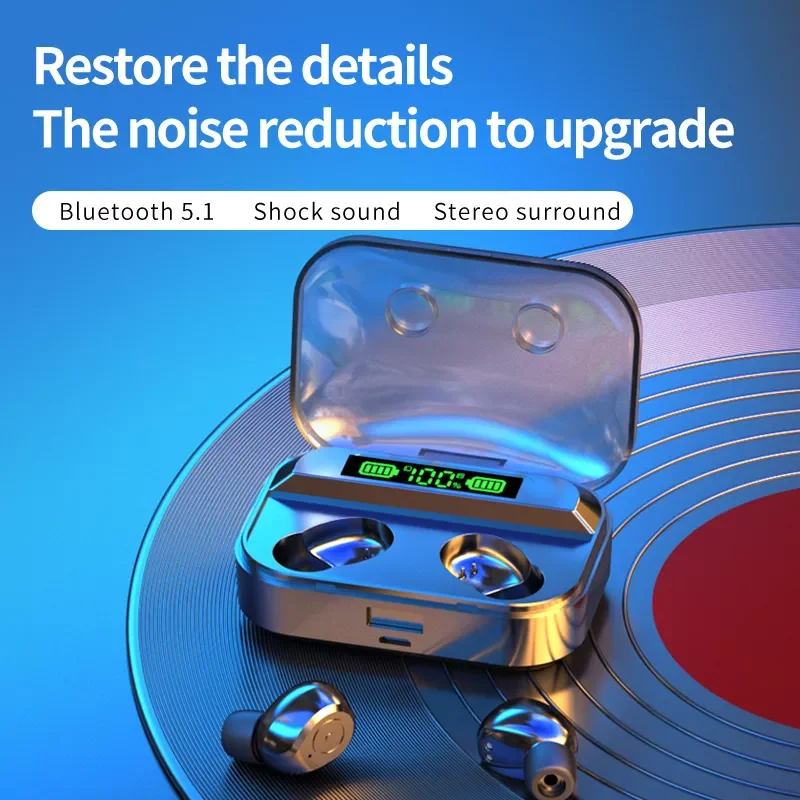 Earphones Bluetooth-compatible 5.1 Stereo HIFI Headphones Digital Display In-Ear Earbuds Headset Waterproof
Earphones Bluetooth-compatible 5.1 Stereo HIFI Headphones Digital Display In-Ear Earbuds Headset Waterproof
