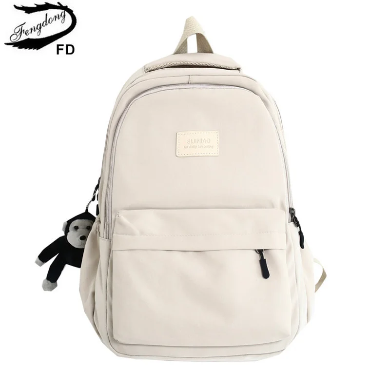 Fengdong high school backpack student simple style Waterproof Nylon Backpack School bags for women College Student Laptop Bag 
Fengdong high school backpack student simple style Waterproof Nylon Backpack School bags for women College Student Laptop Bag