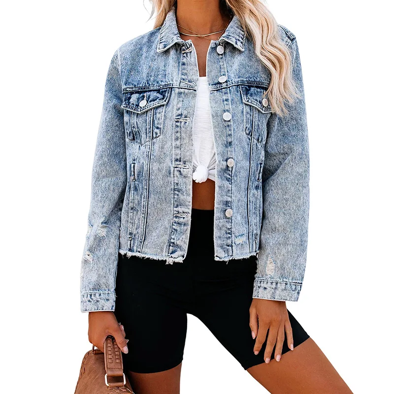 2023 Autumn Fashion Ripped Denim Jacket Women Streetwear Casual Loose Frayed Jean Coats Outwear
2023 Autumn Fashion Ripped Denim Jacket Women Streetwear Casual Loose Frayed Jean Coats Outwear