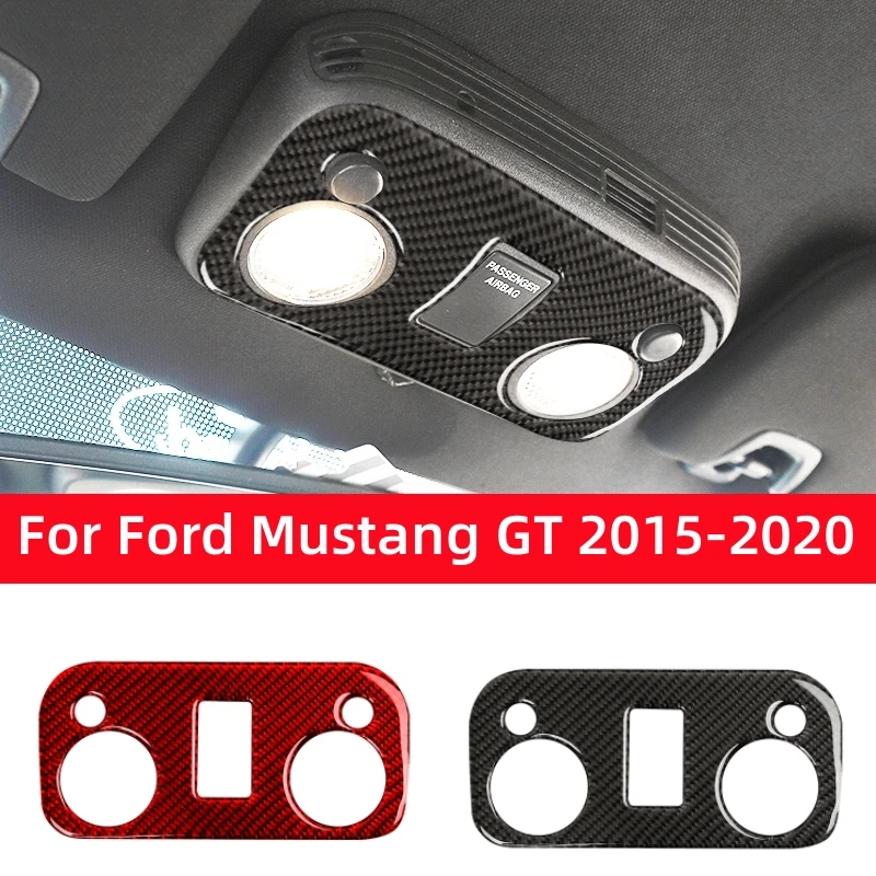 

For Ford Mustang 2015 2016 2017 2018 2019 2020 Accessories Carbon Fiber Interior Car Roof Reading Light Panel Sticker Cover Trim