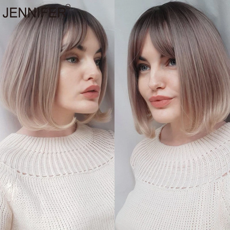 Short Straight Full Mechanism Synthetic Wigs for Women with bangs Gradient rose gold Hair Heat Resistant Cosplay/Daily Wig
Short Straight Full Mechanism Synthetic Wigs for Women with bangs Gradient rose gold Hair Heat Resistant Cosplay/Daily Wig