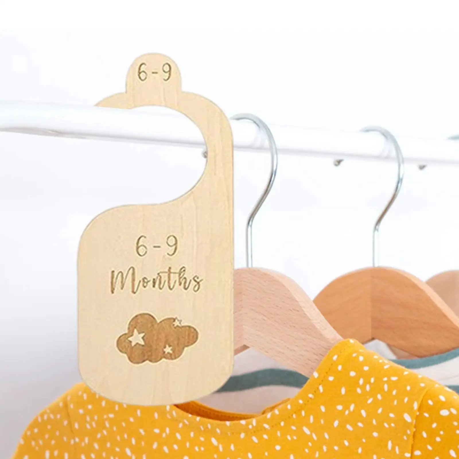 

7x Wooden Closet Divider Organizer Infant Wardrobe Divider Label Hanging Clothes Dividers Newborn Closet Dividers New Mom Gift