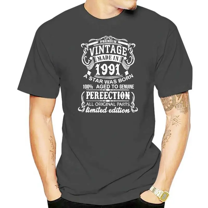 

Мужская Винтажная футболка с коротким рукавом, хлопковая футболка с коротким рукавом, подарок на день рождения, 31 год, 1991