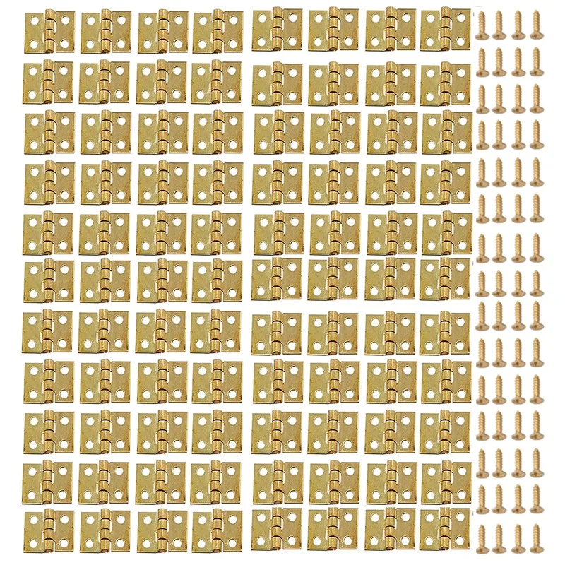 

100Pack Mini Hinges With 400Pcs Screw Butt Hinge Connector With Mounting Nail Hardware For Dollhouse Miniature Furniture