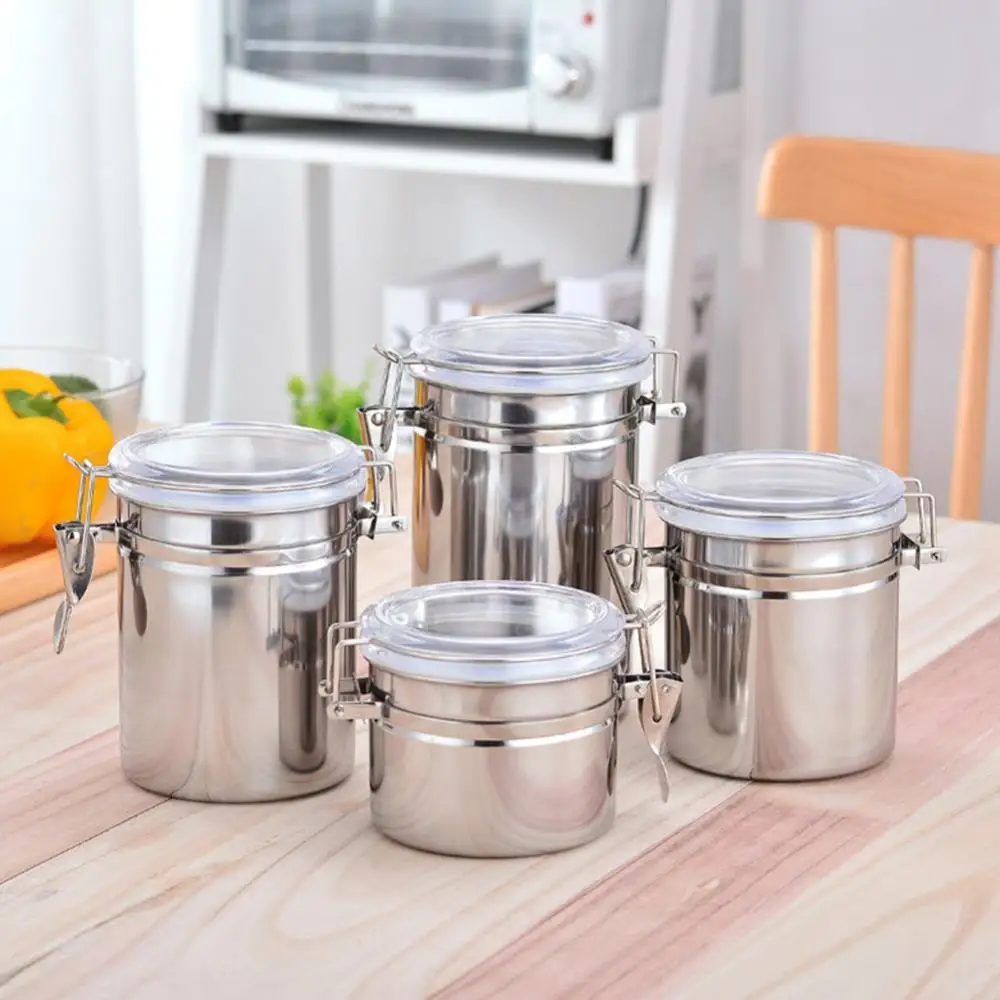 1PCS Airtight Stainless Steel Jar Canister Coffee Flour Sugar Tea Container Holder Coffee Milk Powder Fresh Storage Box
1PCS Airtight Stainless Steel Jar Canister Coffee Flour Sugar Tea Container Holder Coffee Milk Powder Fresh Storage Box