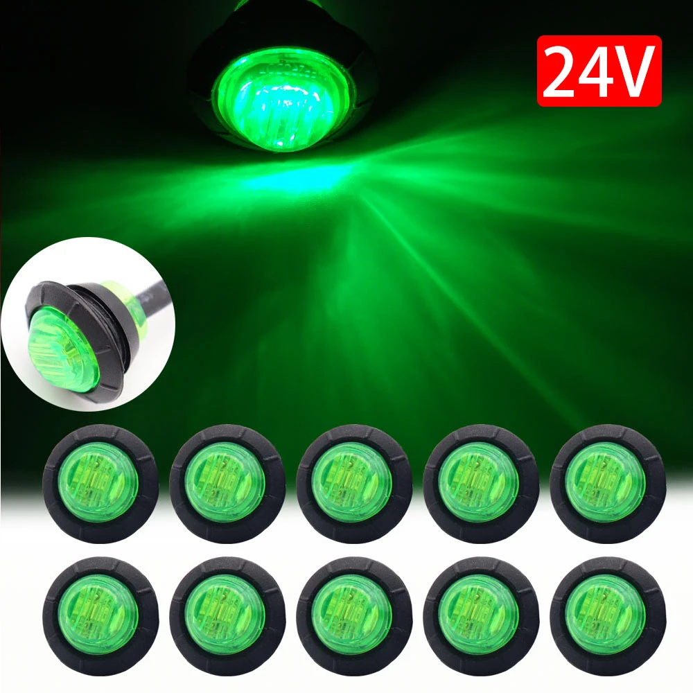 10pcs Waterproof 24V 3LED 3/4" Trailer Side Marker Lights Front Rear Trucks Clearance Lights Lamp Green Round
10pcs Waterproof 24V 3LED 3/4" Trailer Side Marker Lights Front Rear Trucks Clearance Lights Lamp Green Round