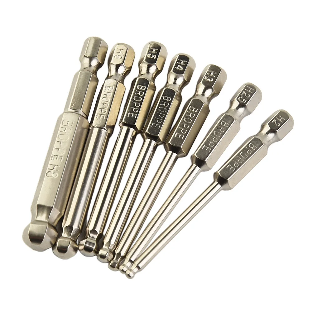 Ball End Hex Screwdriver Bits Set Metric Allen Hex Bit 65mm Long Magnetic Ball Head Driver Bit 2/2.5/3/4/5/6/8mm Hand Tool Parts
Ball End Hex Screwdriver Bits Set Metric Allen Hex Bit 65mm Long Magnetic Ball Head Driver Bit 2/2.5/3/4/5/6/8mm Hand Tool Parts