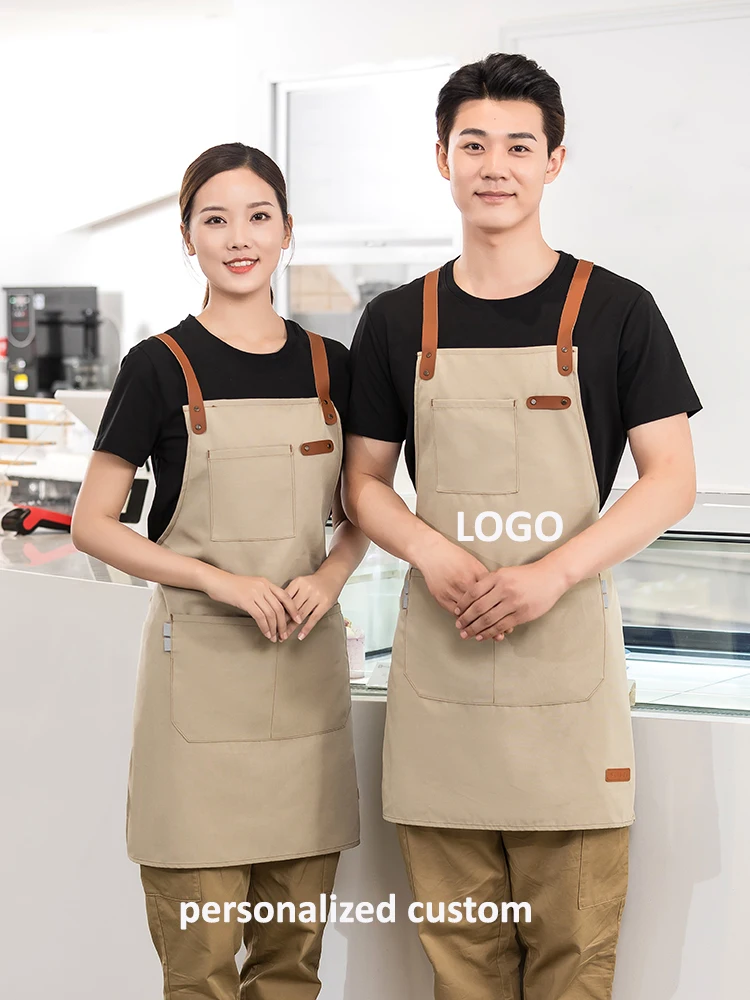 

Pure Fashion Apron With My Logo,Pizza Grill Restaurant Chef Server Aprons Kitchen Customized Frock Pastry Bakery Waterproof Robe