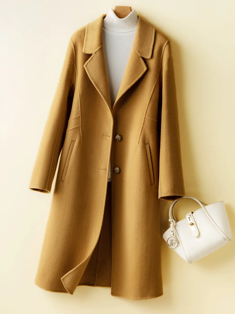 High-end Double Face cashmere Coat Women Autumn Winter Single-Breasted Mid-length Woolen Jacket Female Overcoat Casaco Feminino
High-end Double Face cashmere Coat Women Autumn Winter Single-Breasted Mid-length Woolen Jacket Female Overcoat Casaco Feminino
