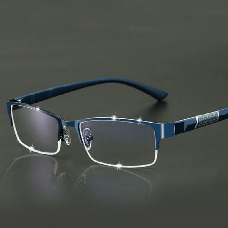 

Myopia Glasses Men's without Degrees Business Semi-Rimless Glasses Metal Anti-Blue Light Glasses Men's Radiation Fatigue UV Prot