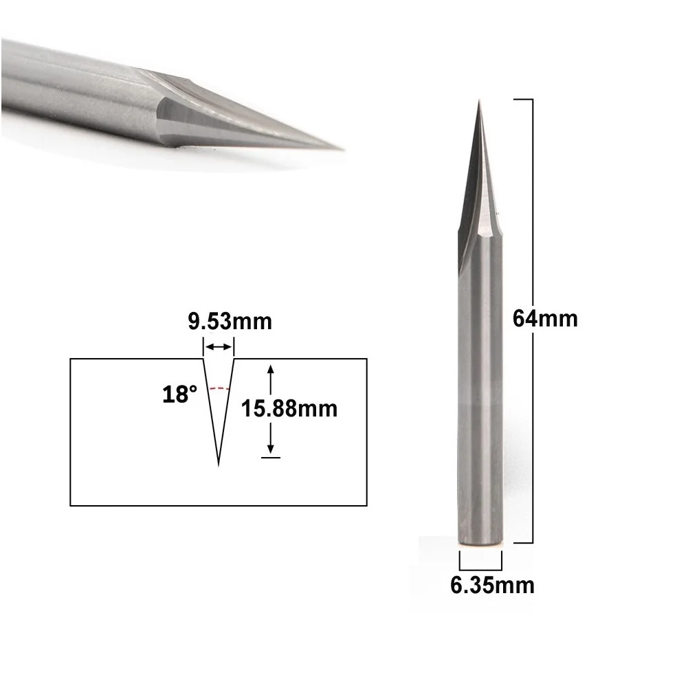 64mm Mill Cutter 18° Zero Point V Groove Solid Carbide Router Bit 1/4'' Shank Engraving Knife Bit For Detail Engraving Project
64mm Mill Cutter 18° Zero Point V Groove Solid Carbide Router Bit 1/4'' Shank Engraving Knife Bit For Detail Engraving Project