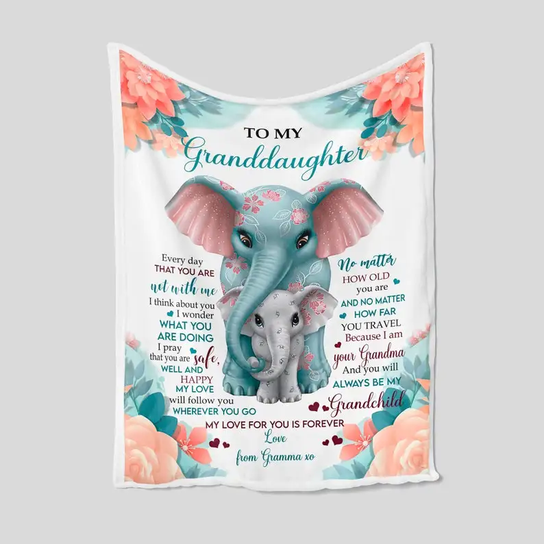 To My Granddaughter Blanket, Custom Name Blanket, Elephant Blanket, Grandpa Blanket, Family Throw Blanket -
To My Granddaughter Blanket, Custom Name Blanket, Elephant Blanket, Grandpa Blanket, Family Throw Blanket -