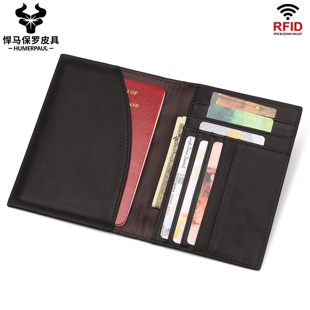 

Fashionable men's wallet with multiple card slots, thin cowhide bag, leather wallet, boarding pass, passport book, genuine