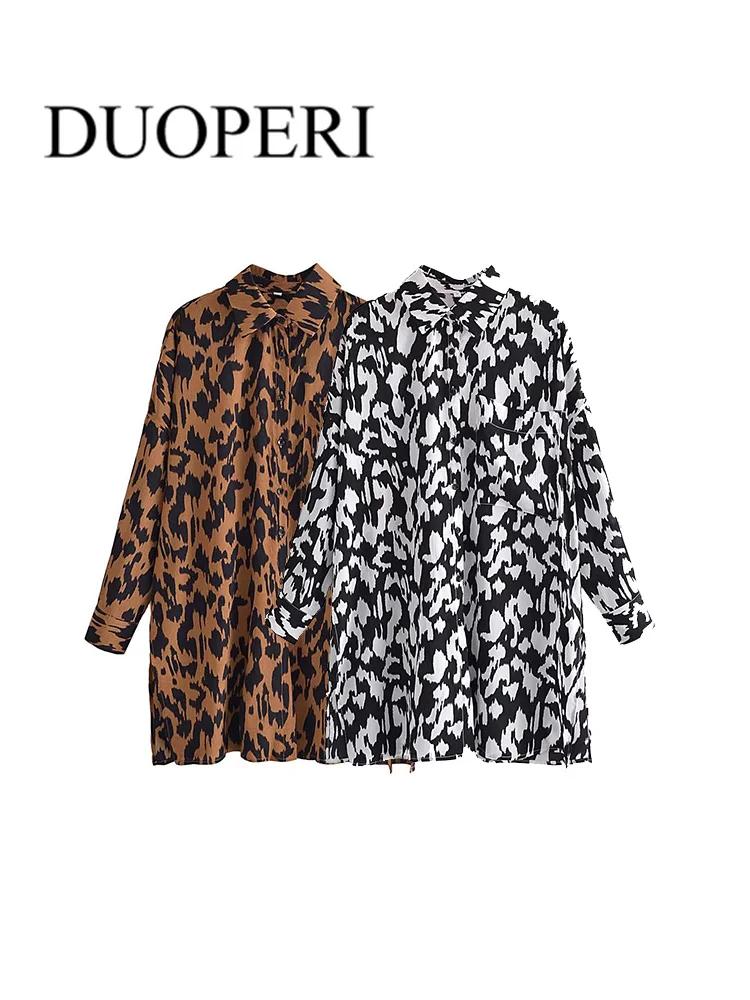 DUOPERI Women Fashion Oversized Leopard Print Blouses Vintage Long Sleeve Single Breasted Female Shirts Outfits Chic Tops
DUOPERI Women Fashion Oversized Leopard Print Blouses Vintage Long Sleeve Single Breasted Female Shirts Outfits Chic Tops