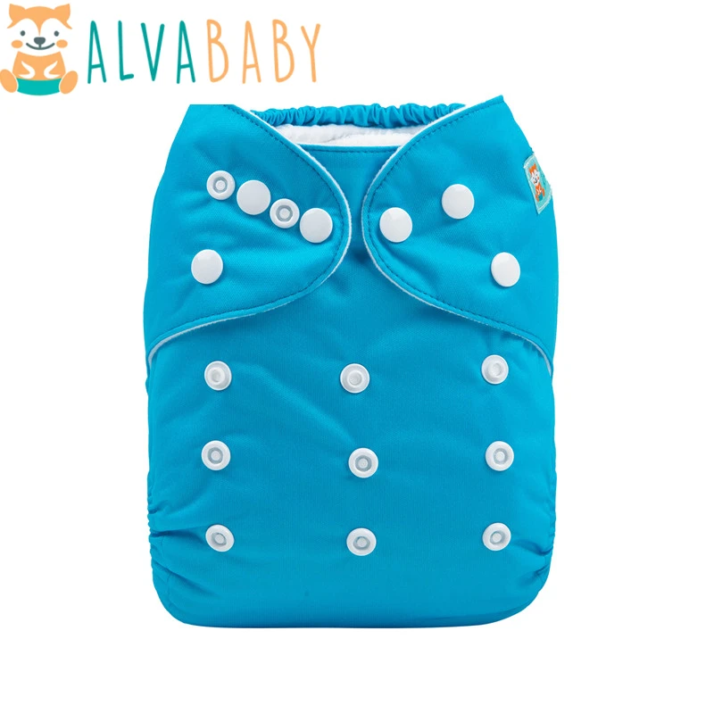Многоразовые детские подгузники ALVABABY из однотонной ткани с вставкой микрофибры -