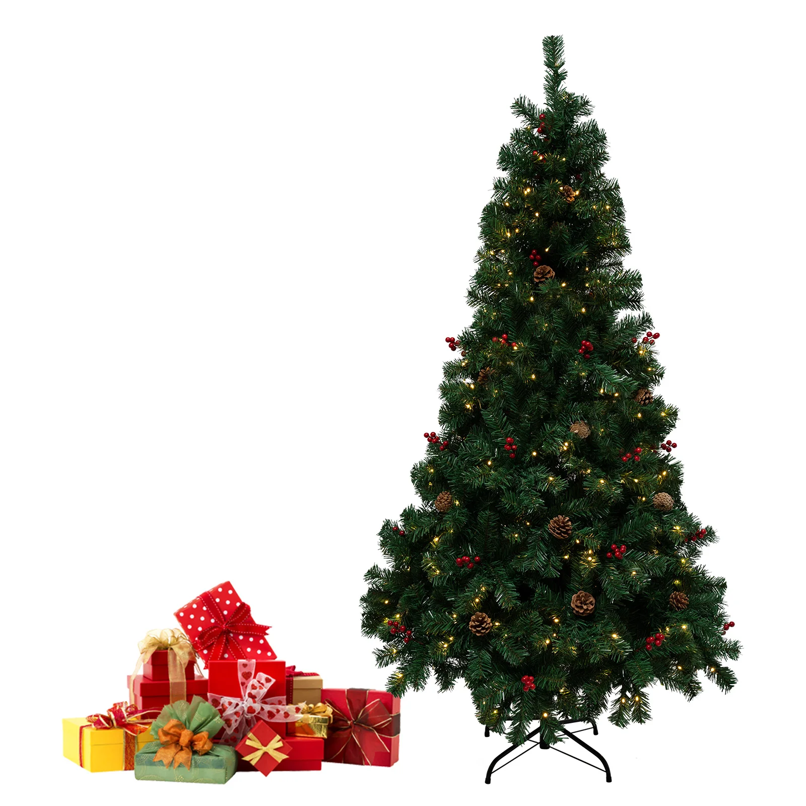 6ft Artificial Christmas Tree PVC Green Xmas Pre-installed Lights Tree with 350 LEDs Lights for Holiday Decoration
6ft Artificial Christmas Tree PVC Green Xmas Pre-installed Lights Tree with 350 LEDs Lights for Holiday Decoration