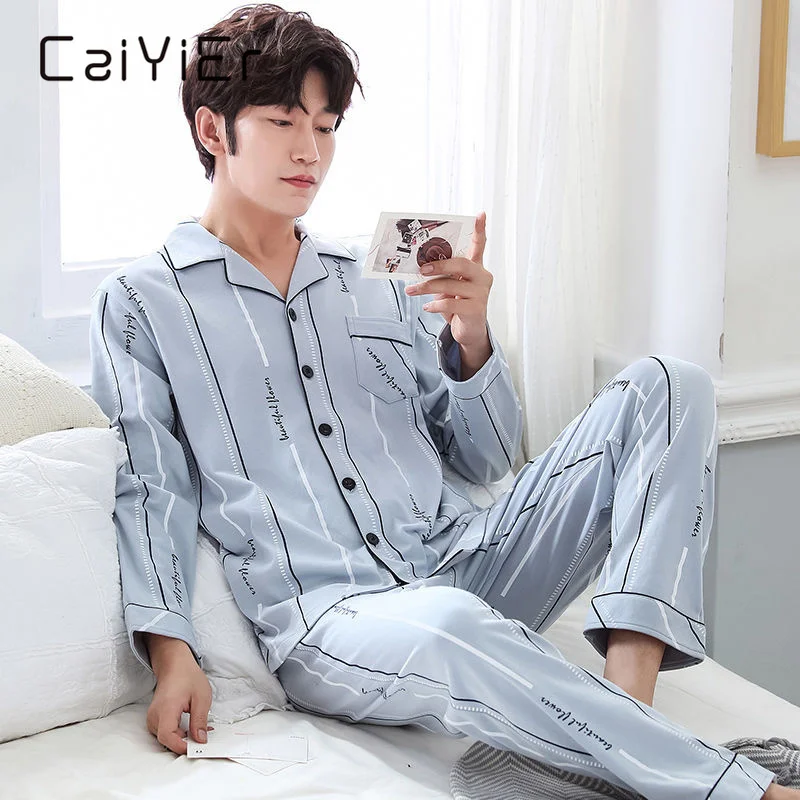 CAIYIER Autumn Winter Men Pajamas Set Turn-down Collar Lon Sleeve Trousers Sleepwear Leisure Pyjama Nit Pijamas ome Wear 3XL
CAIYIER Autumn Winter Men Pajamas Set Turn-down Collar Lon Sleeve Trousers Sleepwear Leisure Pyjama Nit Pijamas ome Wear 3XL