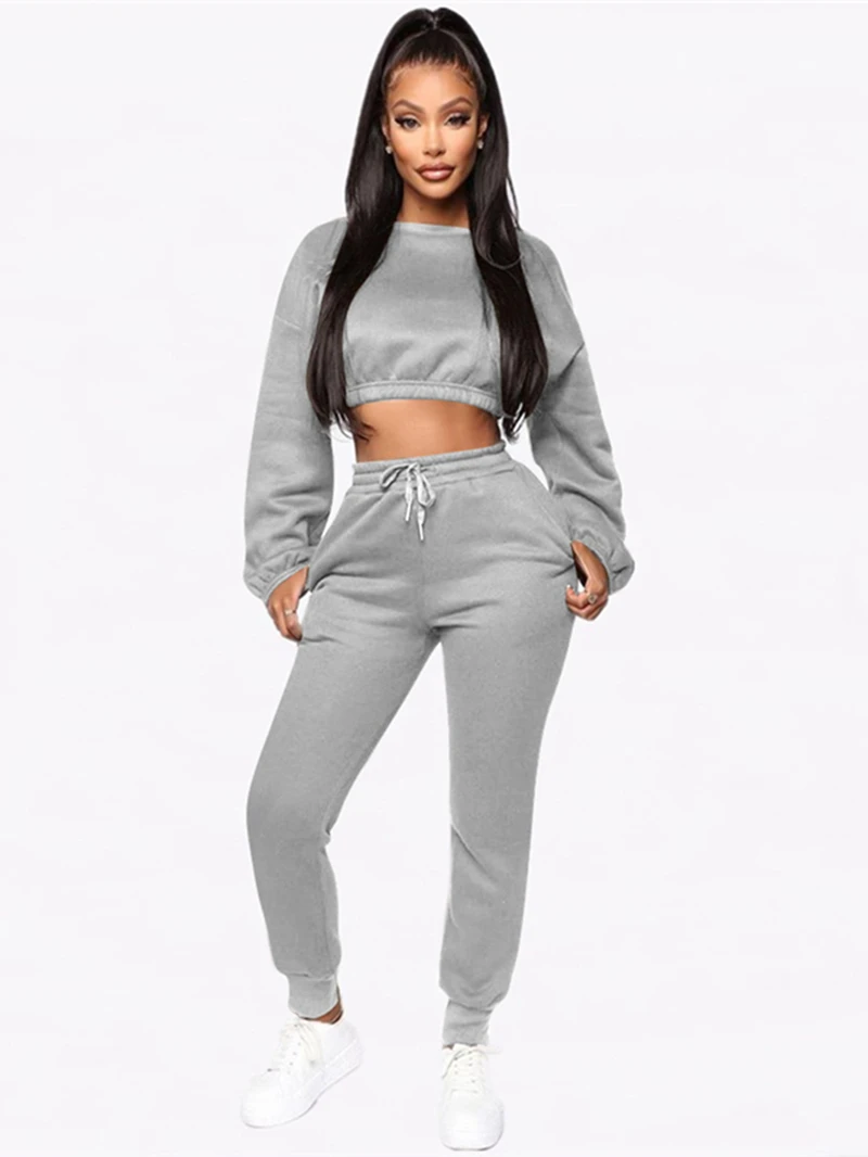 2 Pieces Pants Sets Women Fleece Tracksuit Autumn Clothing Solid Pullover Crop Top Long Pants Suits Casual Two Piece Set Outfits
2 Pieces Pants Sets Women Fleece Tracksuit Autumn Clothing Solid Pullover Crop Top Long Pants Suits Casual Two Piece Set Outfits