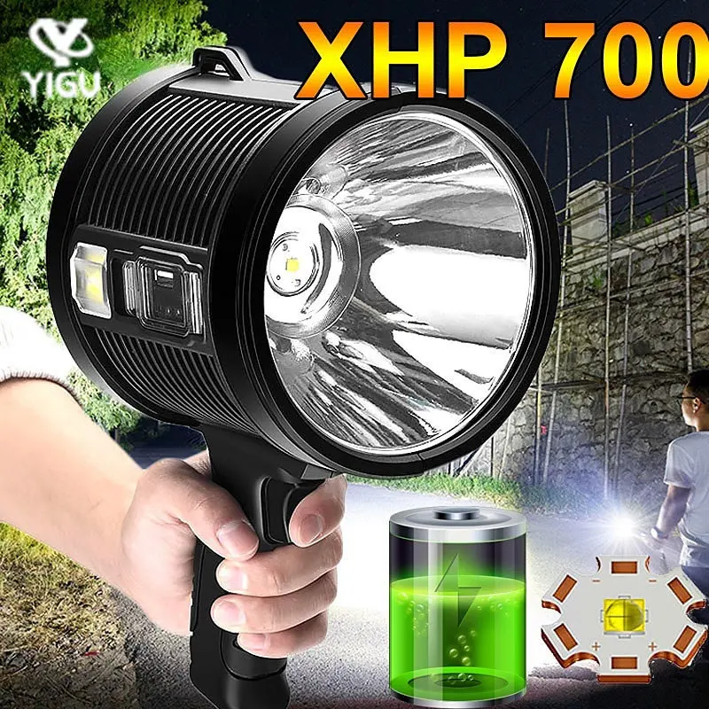 XP70 мощный перезаряжаемый светодиодный фонарик, прожектор, мощный яркий фонарик, портативный фонарь с литиевой батареей 9000 мАч
XP70 мощный перезаряжаемый светодиодный фонарик, прожектор, мощный яркий фонарик, портативный фонарь с литиевой батареей 9000 мАч