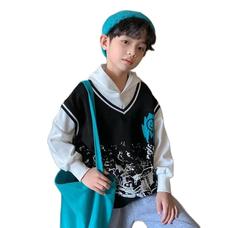 Fashion Fake Two-piece Hoodies Boys Long-sleeved Sweatshirt Spring Autumn Fashion New Casual Cotton Hooded Top Outerwear 4-12 Y
Fashion Fake Two-piece Hoodies Boys Long-sleeved Sweatshirt Spring Autumn Fashion New Casual Cotton Hooded Top Outerwear 4-12 Y