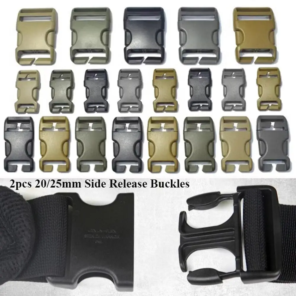 

2pcs Plastic Side Release Buckle Hot sale Inner Diameter 20/25mm 5 Colors Camp Bag Parts Curved Buckles Outdoor Tools