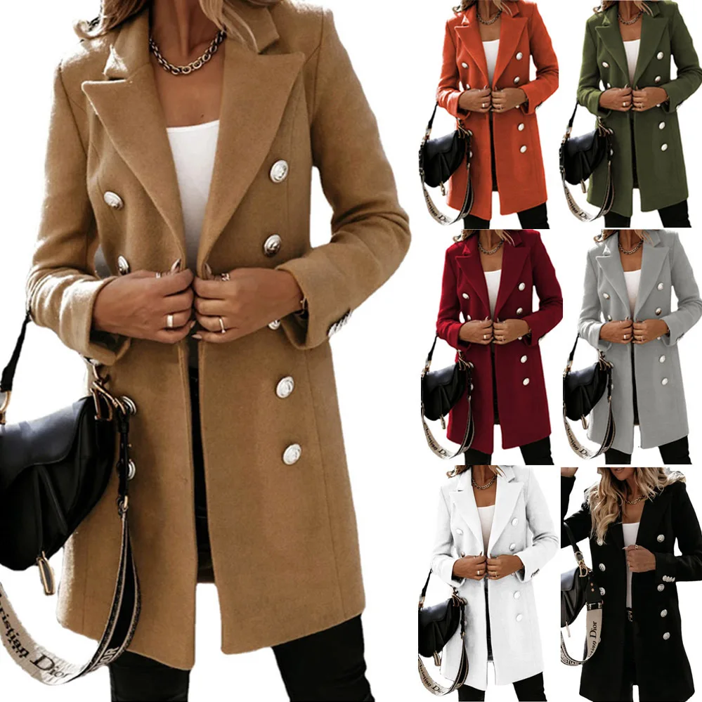 2023 European and American New Autumn and Winter Long-sleeved Suit Collar Double-breasted Overcoat Women
2023 European and American New Autumn and Winter Long-sleeved Suit Collar Double-breasted Overcoat Women