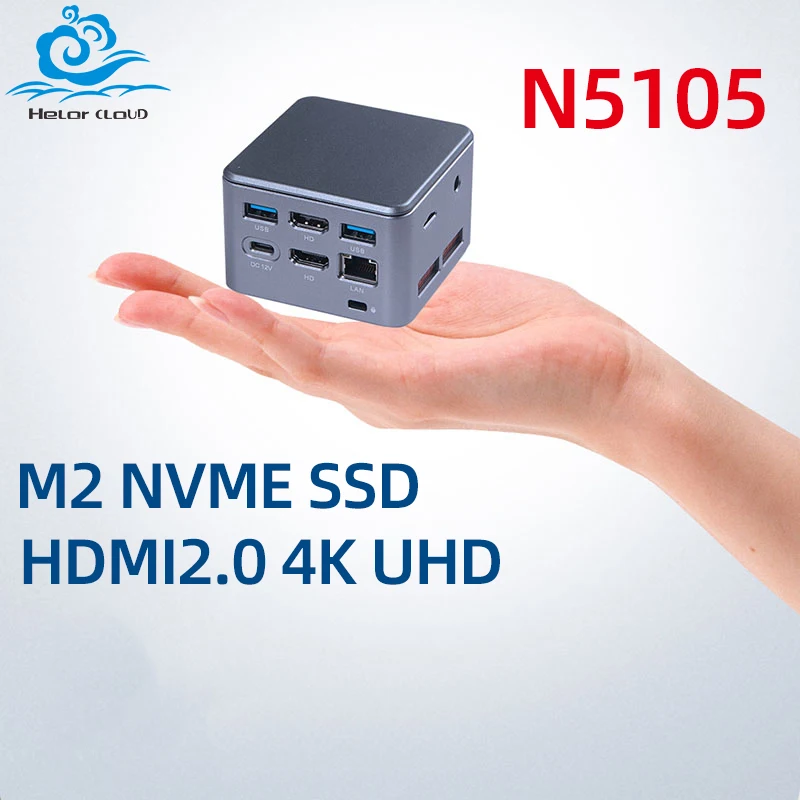 

Mini PC Intel Celeron N5105 LPDDR4 Max to16GB 128GB/256GB M.2 NVMe SSD Intel AC7265 WiFi BT4.0 GbE LAN HDMI2.0 4K UHD Win 10/11