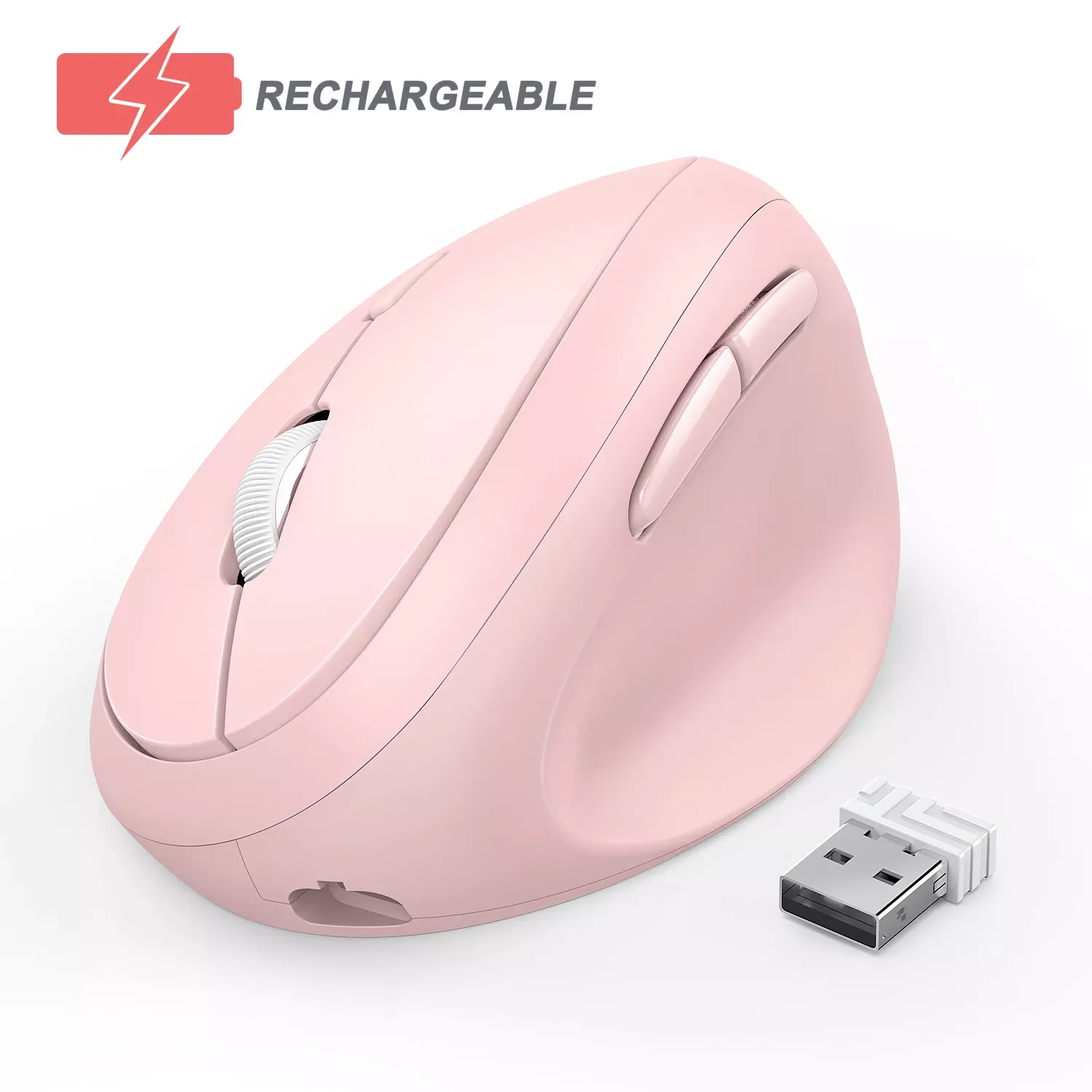 Jelly comb 2.4GHz Wireless Mouse For Laptop Rechargeable Ergonomic Vertical Pink Mouse Optical Mice with 3 Adjustable DPI
Jelly comb 2.4GHz Wireless Mouse For Laptop Rechargeable Ergonomic Vertical Pink Mouse Optical Mice with 3 Adjustable DPI