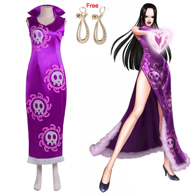 Anime Boa Hancock Cosplay Costumes Purple Dress Women Girl Halloween Christmas parties Fancy suit cheongsam Earring
Anime Boa Hancock Cosplay Costumes Purple Dress Women Girl Halloween Christmas parties Fancy suit cheongsam Earring