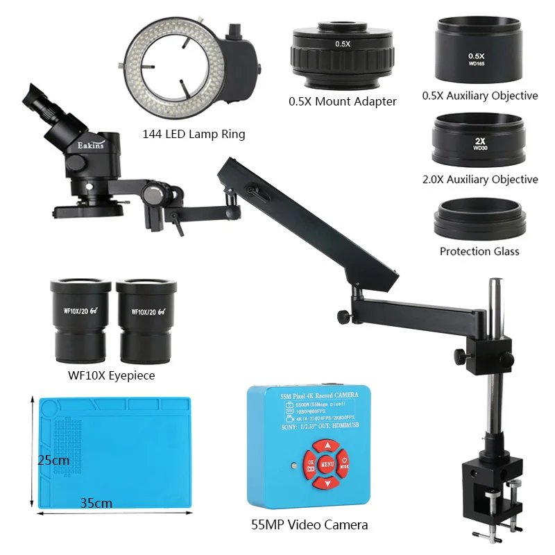3.5X-90X Simul Focal Trinocular Stereo Microscope 55MP 4K HDMI USB Camera Articulating Clamp Bracket For PCB Repair Soldering 
3.5X-90X Simul Focal Trinocular Stereo Microscope 55MP 4K HDMI USB Camera Articulating Clamp Bracket For PCB Repair Soldering