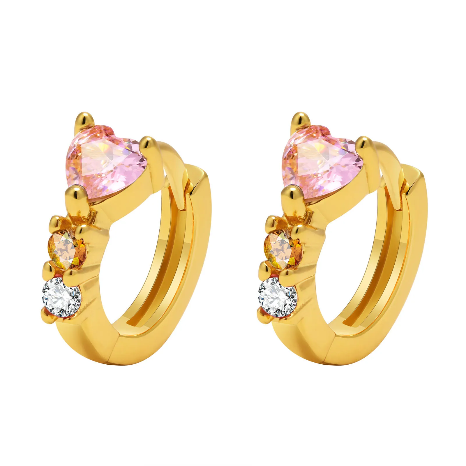 Delicate Heart CZ Stone Hoop Earrings for Women, Gold Color Circle Huggie Earrings with Bling Cubic Zirconia
Delicate Heart CZ Stone Hoop Earrings for Women, Gold Color Circle Huggie Earrings with Bling Cubic Zirconia