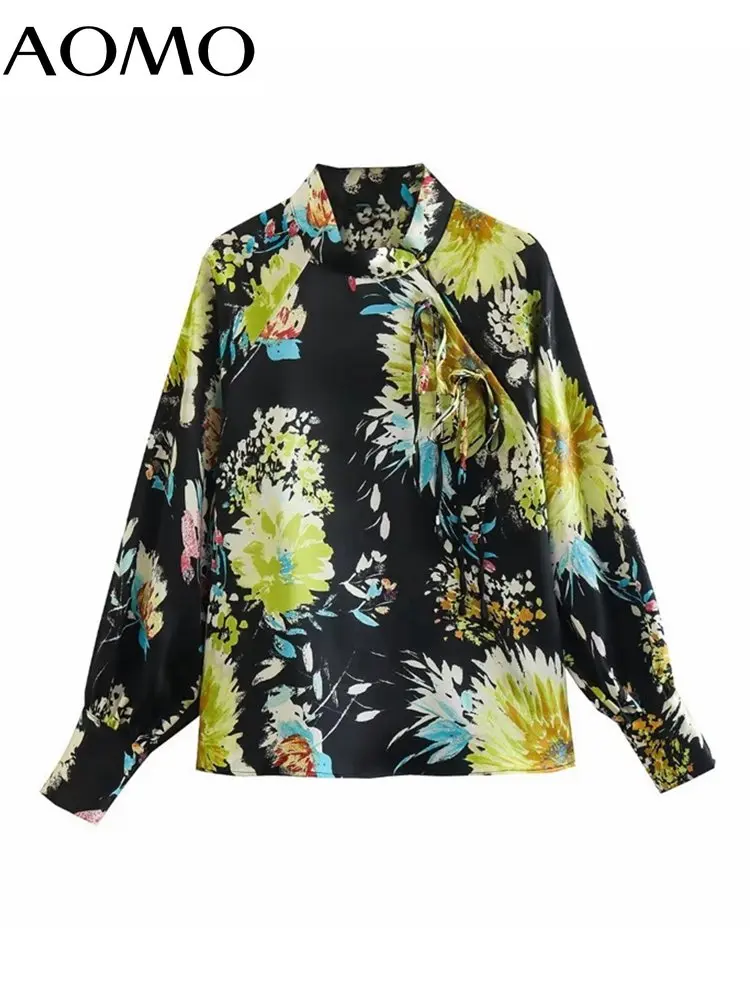 AOMO Women Flowers Printed Shirts Stand Collar Long Sleeve Bow Female Blouses 4Q02A
AOMO Women Flowers Printed Shirts Stand Collar Long Sleeve Bow Female Blouses 4Q02A
