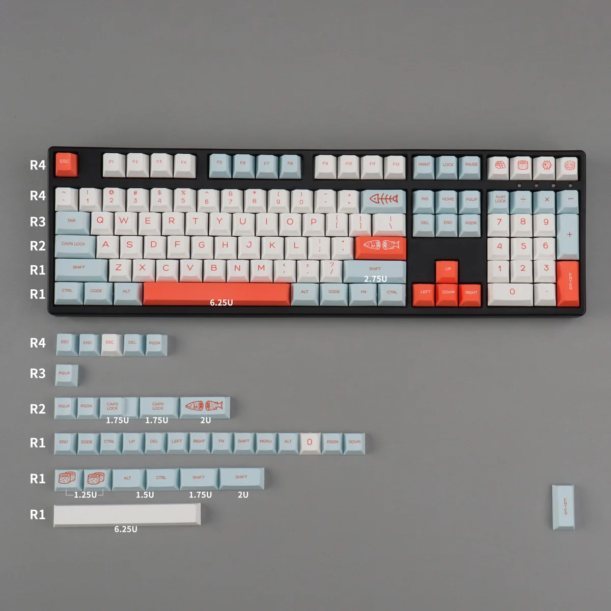 129 Key Salmon Keycaps PBT Sublimation Cherry Profile Adapts To 68/84/980 and Other Layout Mechanical Keyboards
129 Key Salmon Keycaps PBT Sublimation Cherry Profile Adapts To 68/84/980 and Other Layout Mechanical Keyboards