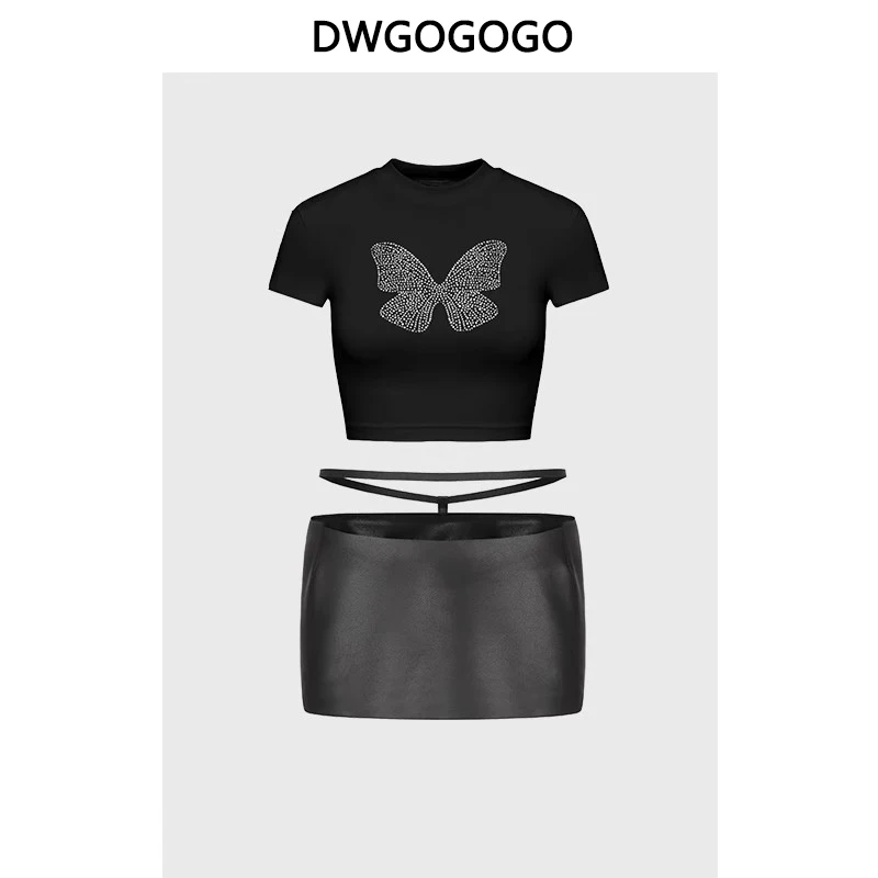 American Spicy Girl Set Skirt Short Leather Mini A-line Skirt Slim Crop Top Fashion Street Style Two Piece Outfits 
American Spicy Girl Set Skirt Short Leather Mini A-line Skirt Slim Crop Top Fashion Street Style Two Piece Outfits