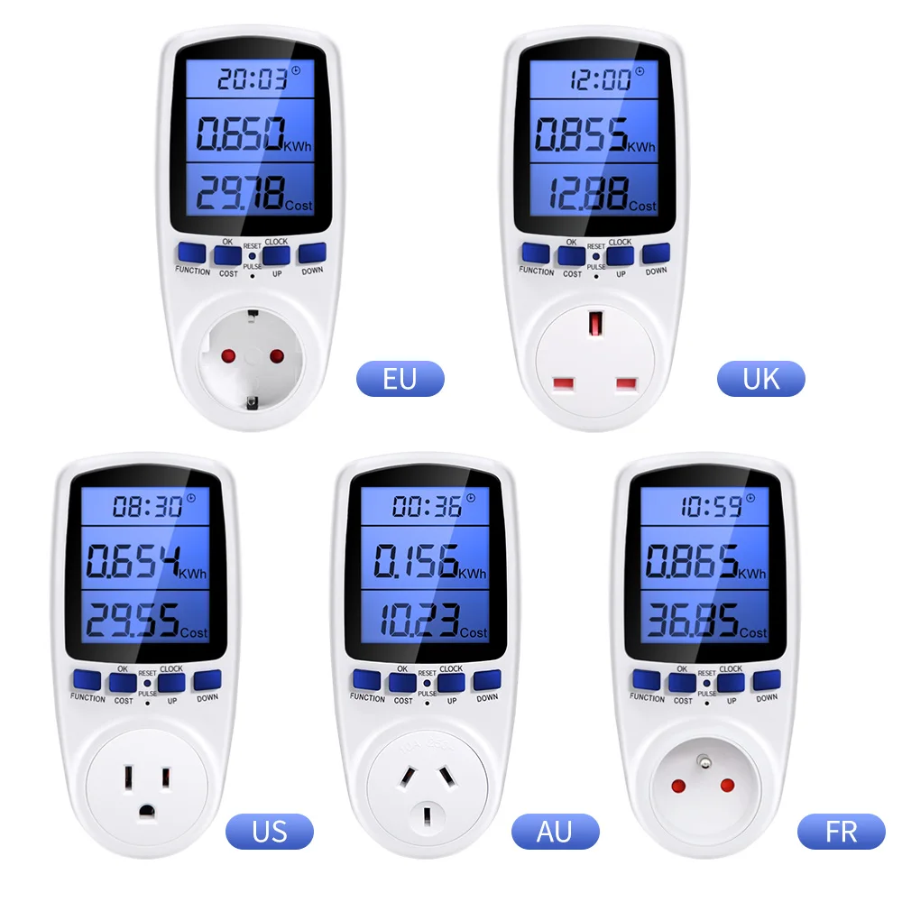 Digital Power Meter Wattmeter Socket Wattage Kwh Energy Meter Outlet Power Analyzer with KWH Alarm/Double Price/Clock FR US UK
Digital Power Meter Wattmeter Socket Wattage Kwh Energy Meter Outlet Power Analyzer with KWH Alarm/Double Price/Clock FR US UK