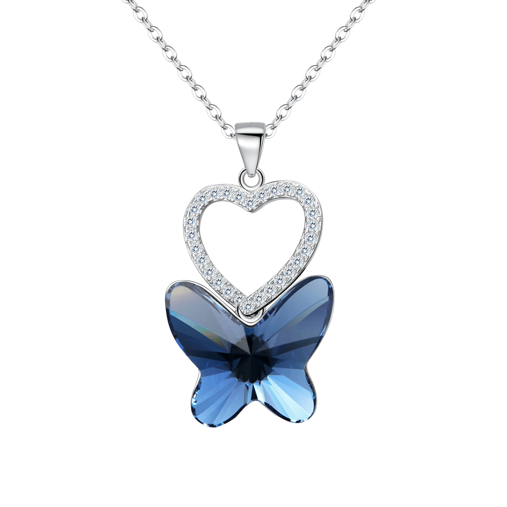 925 Sterling Silver Butterfly Necklace Women Animal Pendant Heart Neck Chain Jewelry Collier Femme Mujer Party Gift Blue
925 Sterling Silver Butterfly Necklace Women Animal Pendant Heart Neck Chain Jewelry Collier Femme Mujer Party Gift Blue
